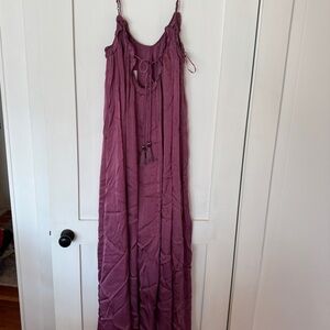 Zara silky Purple Women's beach dress with tassels